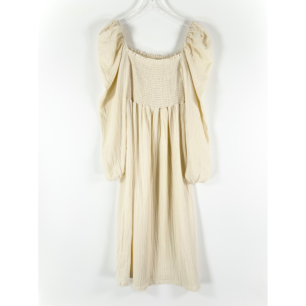 Nothing Fits But AOI Dress Eggshell Cream Women's Small Korean Gauze Puff Sleeve